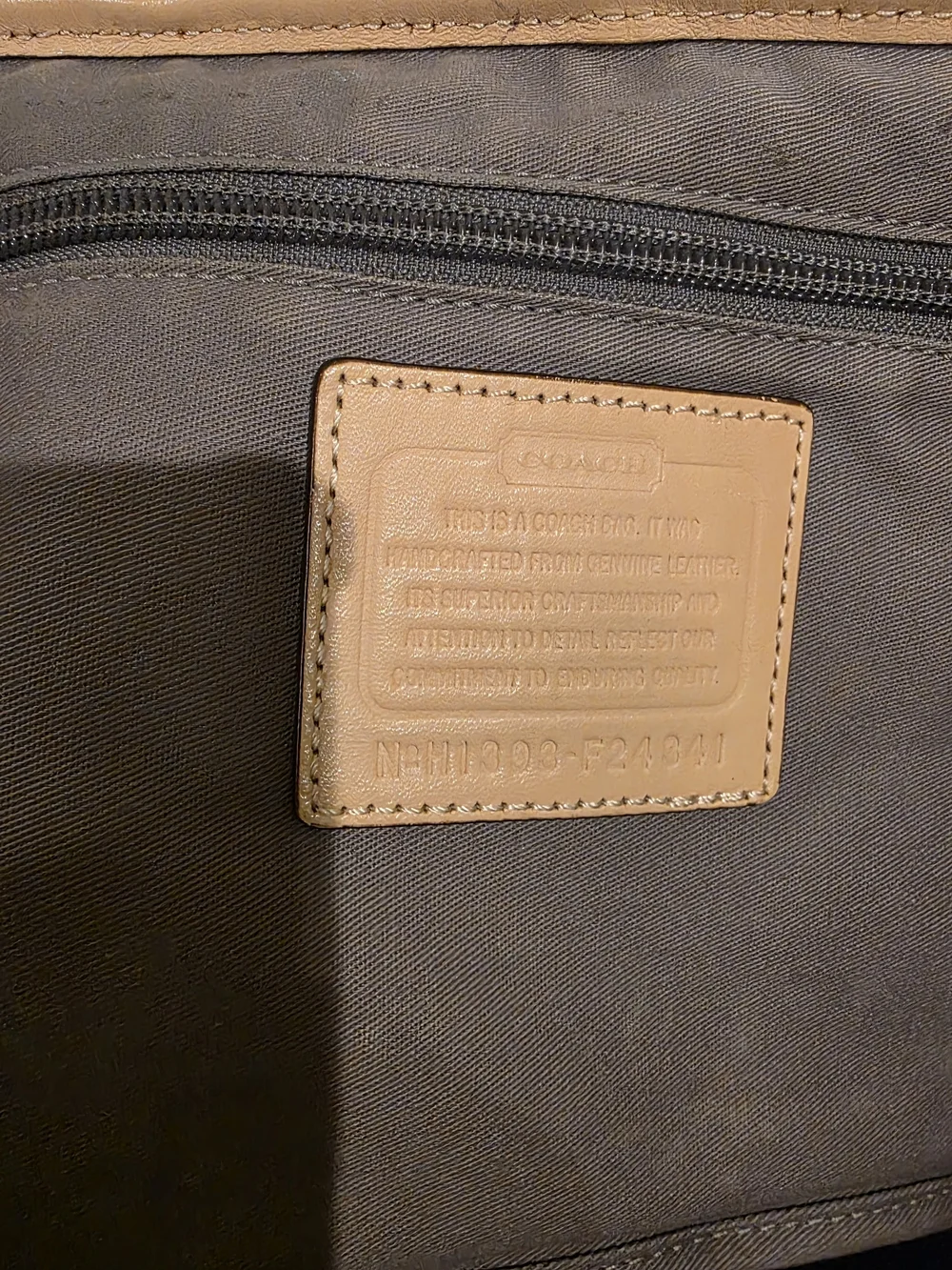 Coach Park Metro Gray Tote Bag with Tan Trim